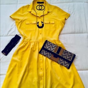 The Limited Yellow Button Up Dress